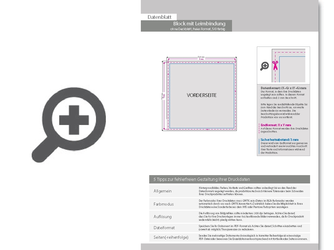 Product Bild block_mit_leimbindung__25_blatt__5_0_farbig_einseitig_bedruckt_(cmyk_4-farbig_+_1_sonderfarbe_hks_oder_pantone)__eigene_gr____e_(freies_format)